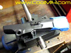 Kreiger Barrel in jig ready for TRW M14 Receiver